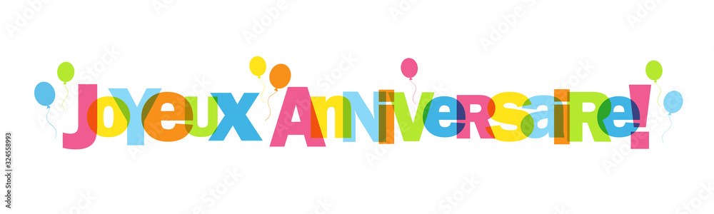 Bannière typographique arc-en-ciel JOYEUX ANNIVERSAIRE Bannière typographique arc-en-ciel JOYEUX ANNIVERSAIRE