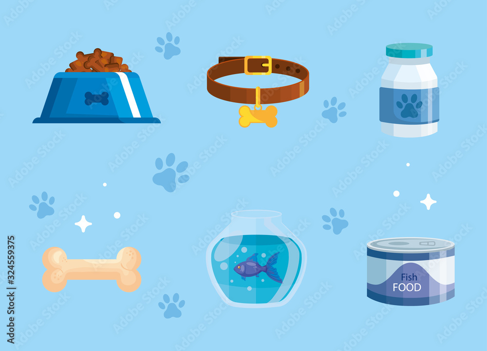 Fototapeta premium bundle of pet shop icons vector illustration design