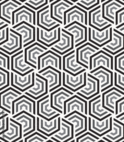 Geometric vector pattern, repeating stripe line on hexagon shape. Pattern clean for wallpaper, printing. Pattern is on swatches panel.