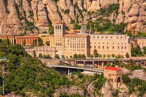 View to Montserrat Monastery in Monserrat Natural park in Catalonia, Spain photo