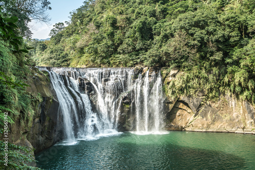 Shihfen Waterfall  Fifteen meters tall and 30 meters wide  It is the largest curtain-type waterfall in Taiwan