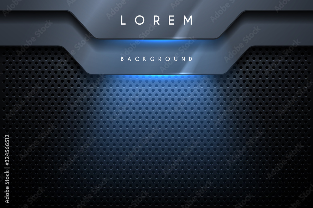 Abstract metal background with blue light
