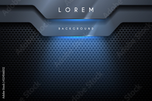 Abstract metal background with blue light
