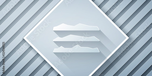 Paper cut Strips of cocaine or heroin drug icon isolated on grey background. Paper art style. Vector Illustration