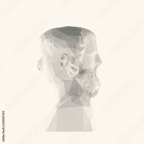 Isolated White Two-faced Janus, Greek God of Time on Light Background. Low Poly Vector 3D Rendering
