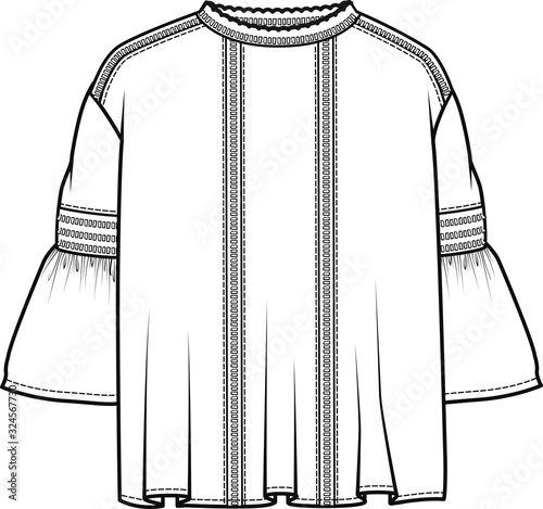Women's Top Fashion Flat Sketch Template