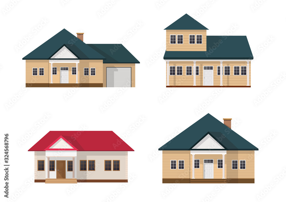 Set of Modern Flat townhouse