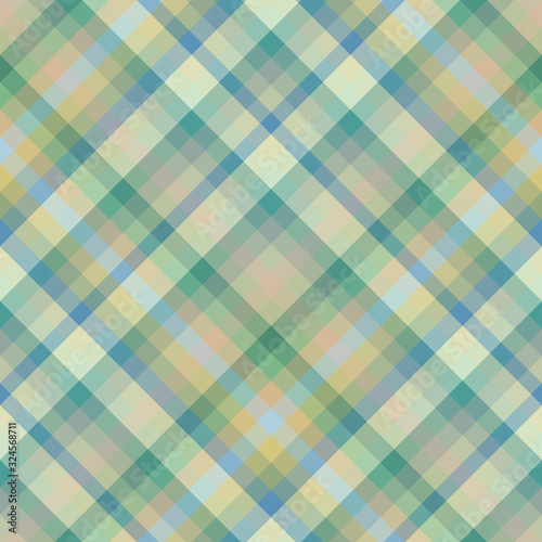 Seamless pattern in amazing discreet green, blue, yellow, grey and brown colors for plaid, fabric, textile, clothes, tablecloth and other things. Vector image. 2