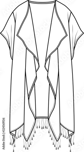 beachwear fashion flat sketch template