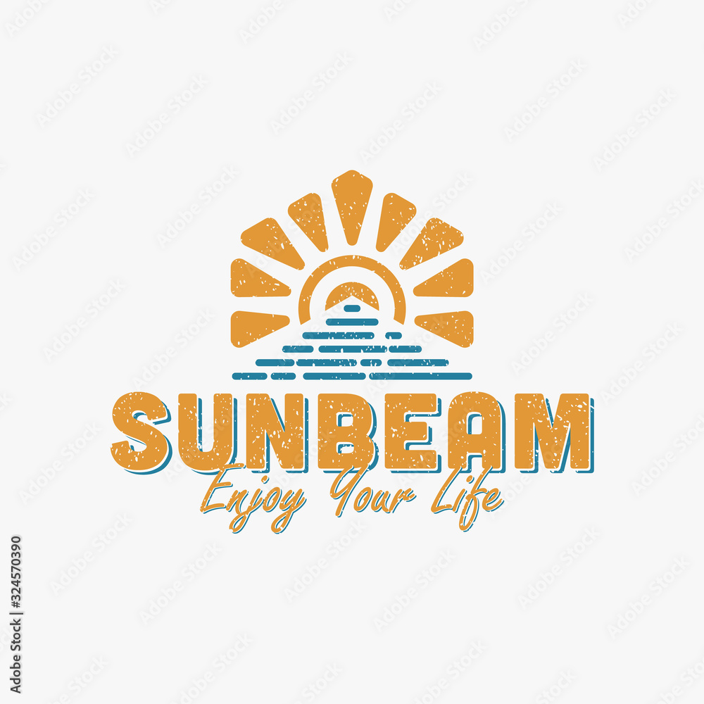 Sunbeam badge logo design . Sun and beach logo design illustration