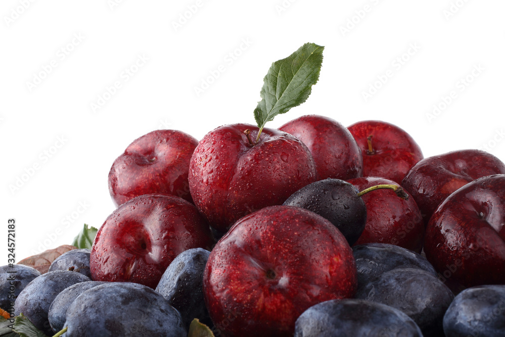 Blue and red plums background