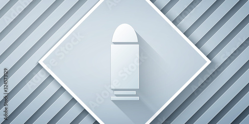 Paper cut Bullet icon isolated on grey background. Paper art style. Vector Illustration