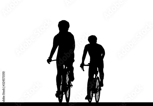 Cycling Silhouette on white background