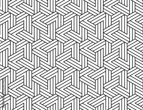 Abstract geometric pattern with stripes, lines. Seamless vector background. White and black ornament. Simple lattice graphic design