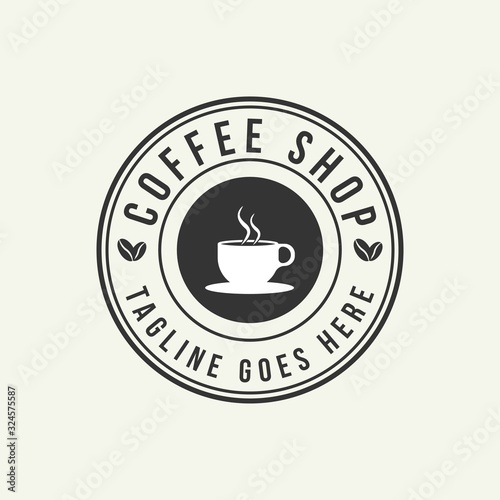 Coffee shop logo design template. Retro coffee emblem. Vector