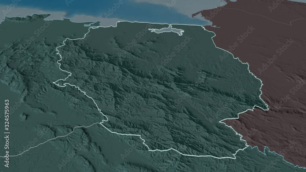 Nord-Est, department with its capital, zoomed and extruded on the administrative map of Haiti in the conformal Stereographic projection. Animation 3D Nord-Est, department with its capital, zoomed and extruded on the administrative map of Haiti in the conformal Stereographic projection. Animation 3D