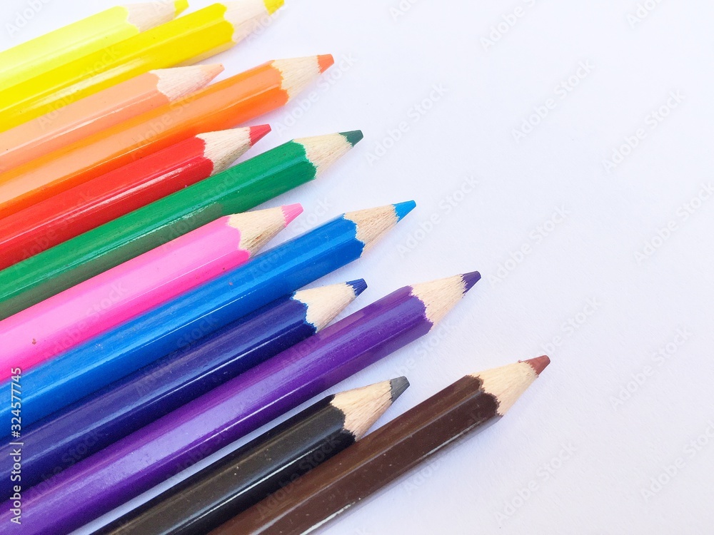 color pencils isolated on white background color pencils isolated on white background
