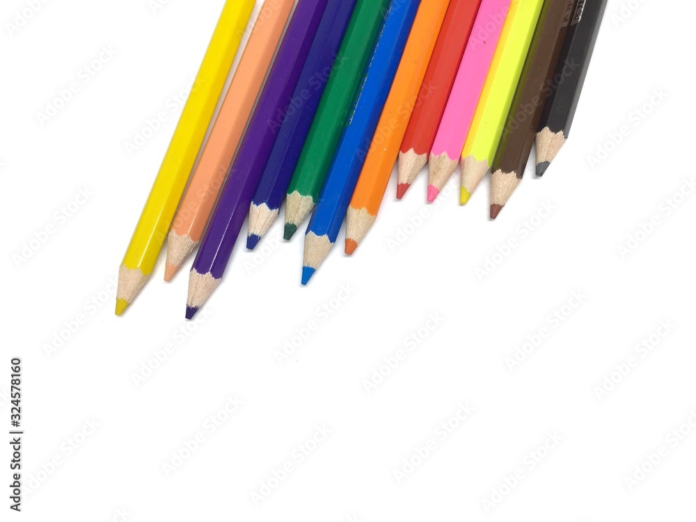 color pencils isolated on white background color pencils isolated on white background
