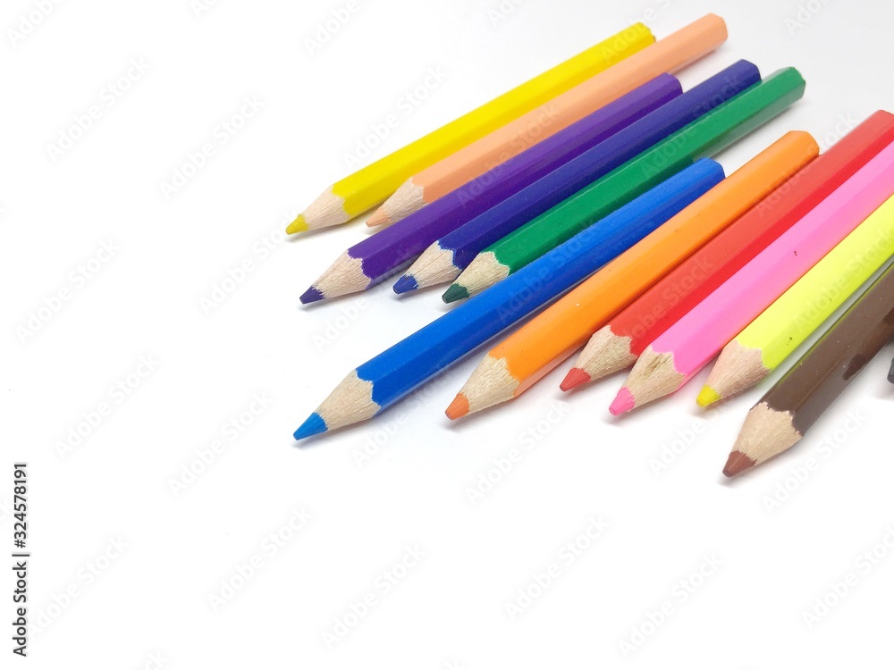 color pencils isolated on white background color pencils isolated on white background