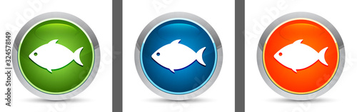 Fish icon modern design round button set illustration