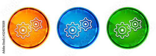 Settings process icon shiny abstract round button set illustration
