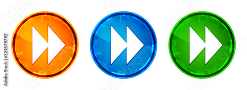 Jump forward icon shiny abstract round button set illustration