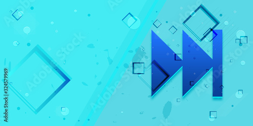 Next track playlist icon flat abstract design cyan blue banner illustration