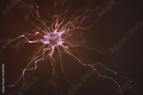 Canvastavla Conceptual image of a neuron energized with electric charge