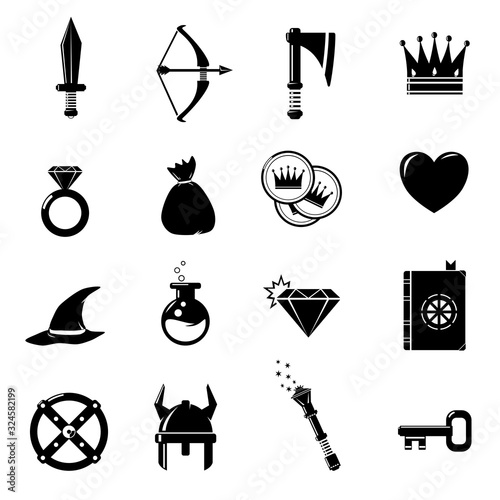 Fantasy Game Icons Vector Flat Icon Illustration Set