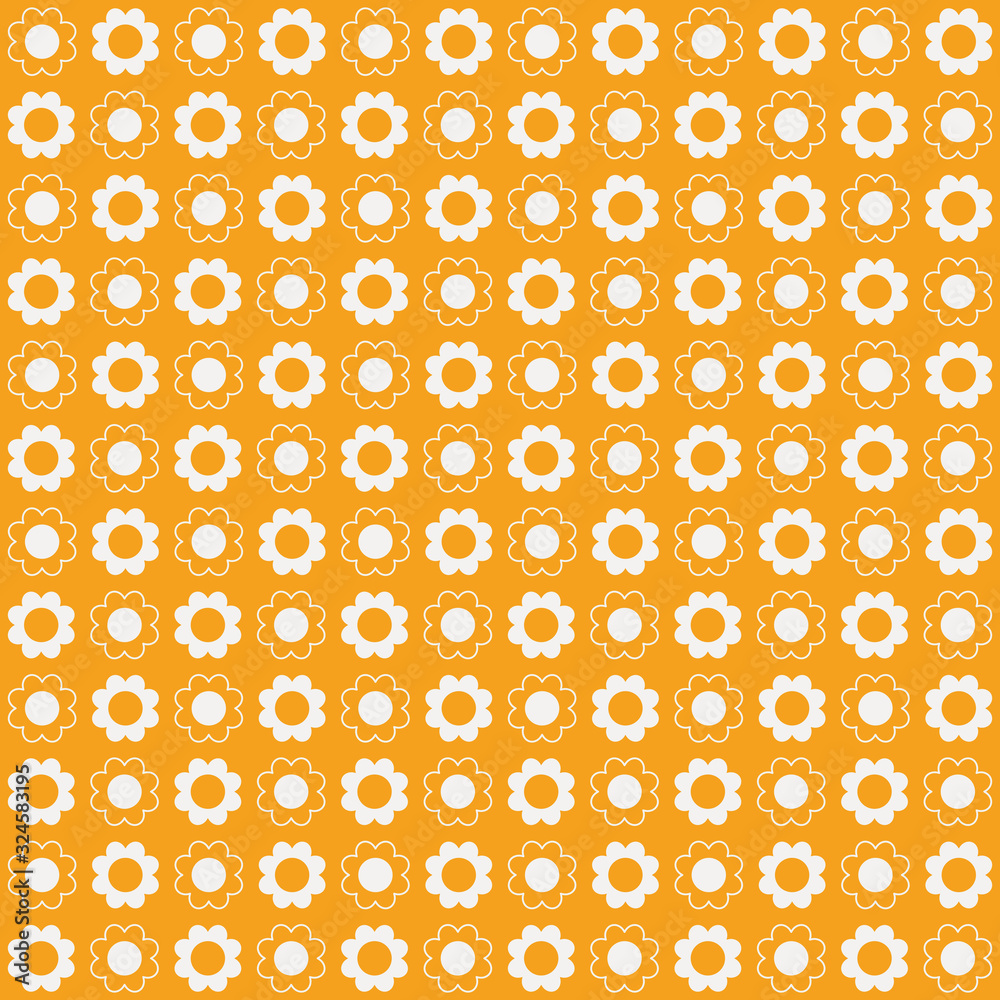 orange stylized flower seamless vector background pattern