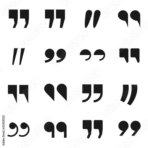Comma, comma icon, punctuation mark. Set of black comma signs isolated on white. Vector, cartoon illustration.