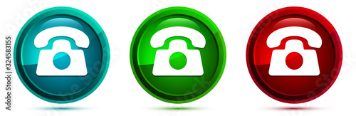 Telephone icon elegant round button set illustration