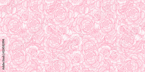 Seamless pattern with roses. Romantic background. Texture for the fabric.