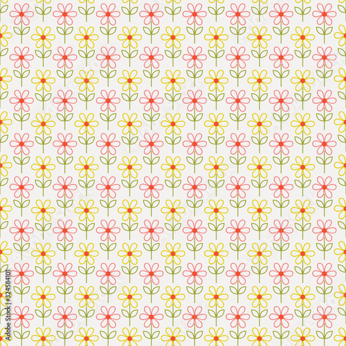 simple stylized flowers seamless vector background pattern