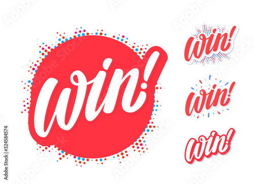 Win. Vector lettering icons set.
