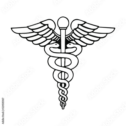 Caduceus - Medical Snake Outline Symbol Sign Logo Vector Eps isolated on white photo