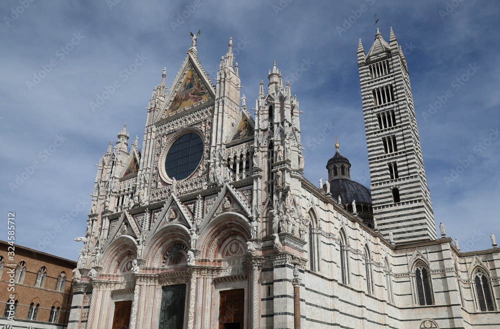 Cathedral of Siena with beautiful blue sky