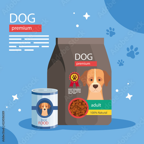 bag and can food dog premium vector illustration design
