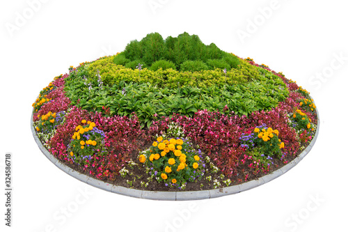 Bilde på lerret Round flower bed on a white background.