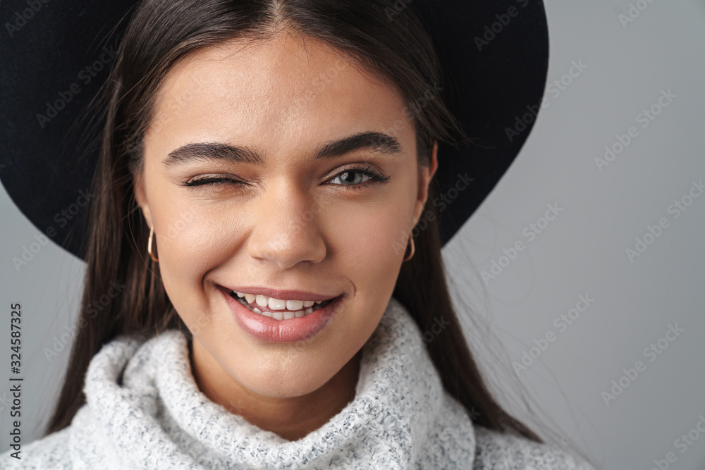 Happy young amazing woman in hat posing isolated Happy young amazing woman in hat posing isolated