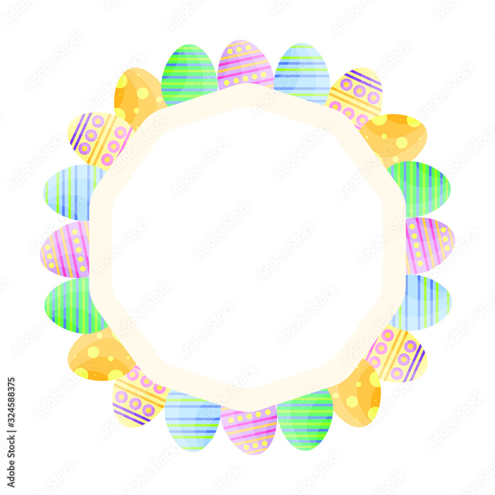 This is vector frame with Easter eggs isolated on yellow background. This is vector frame with Easter eggs isolated on yellow background.