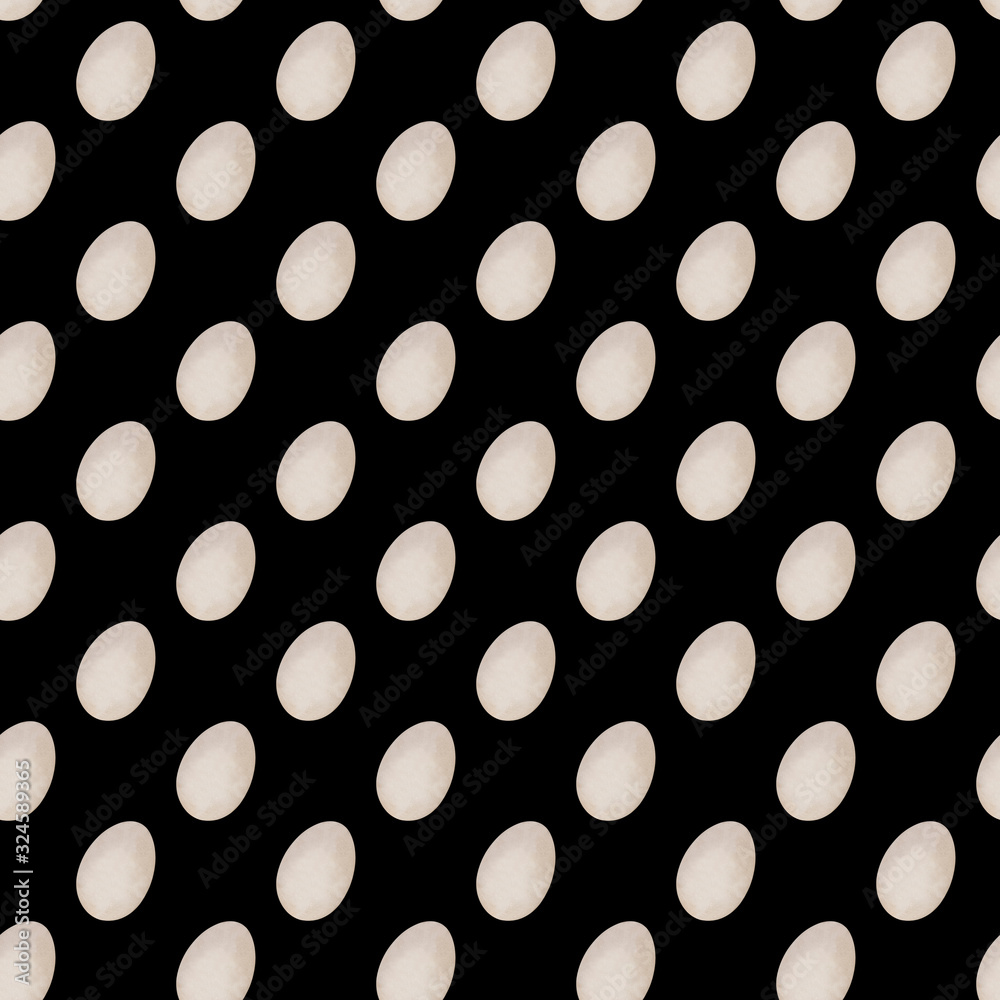 white eggs on a black background. Seamless pattern
