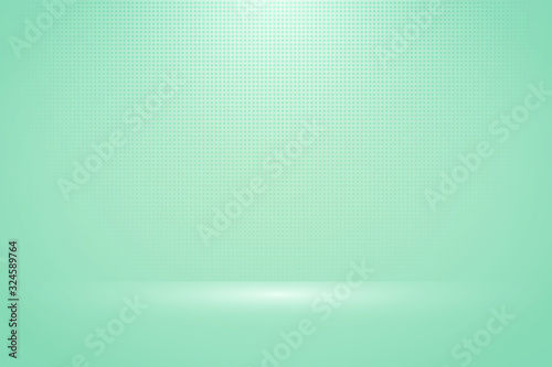 Abstract soft green mint mock up display background with halftone decoration artwork. illustration vector eps10