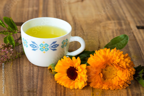 health green tea with well decorated background