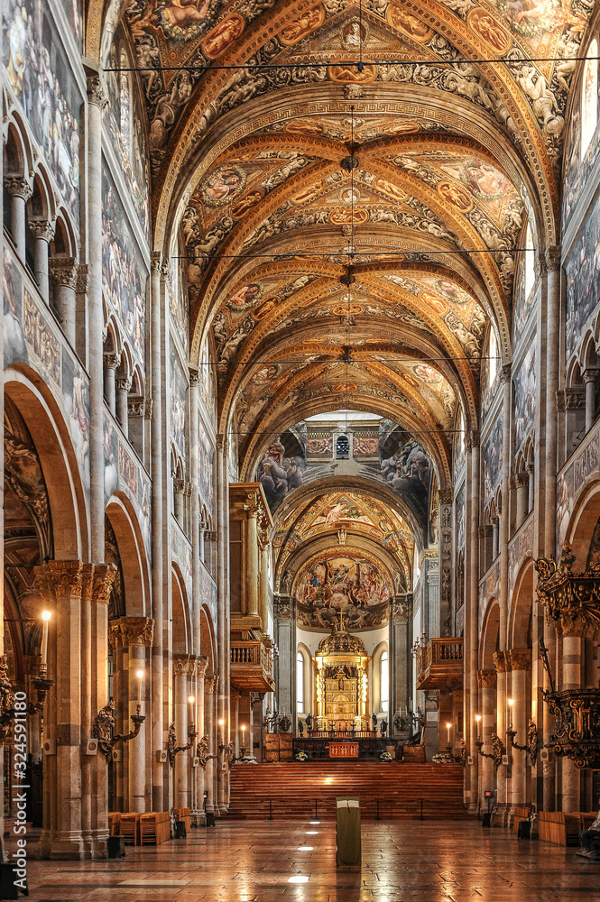 Interior of the Cathedral in Parma, Italy