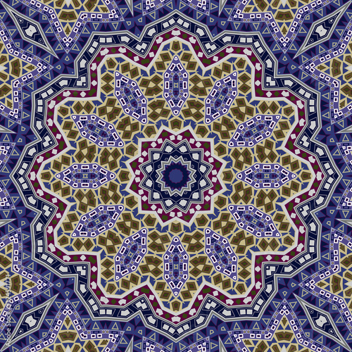 Abstract seamless folk ethno pattern mandala round