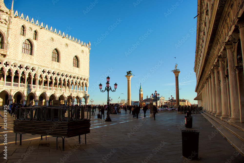 Venice, ITALY – FEBRUARY 6, 2020: Piazzetta San Marco, with Doge's Palace