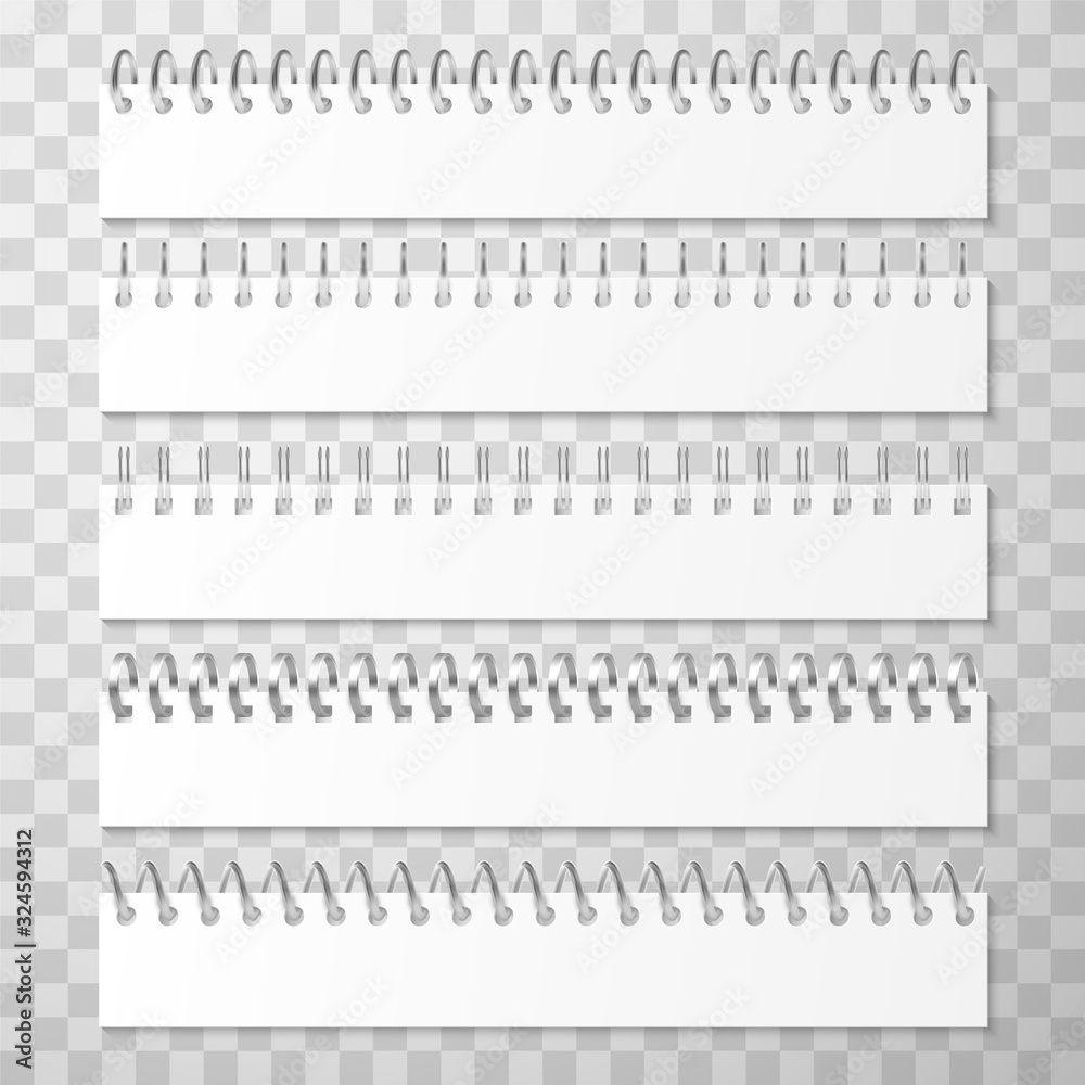 Obraz premium Set of metal or plastic spiral coil, comb or wire bindings
