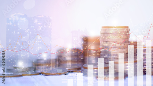 Stock market or forex trading graph and candlestick chart suitable for financial investment concept. Forex trading candlestick chart economic , ECN Digital economy.