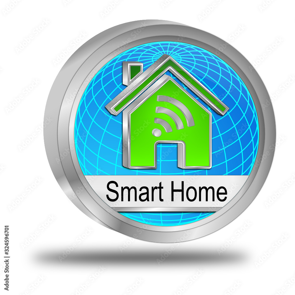 Smart Home Button - 3D illustration Smart Home Button - 3D illustration